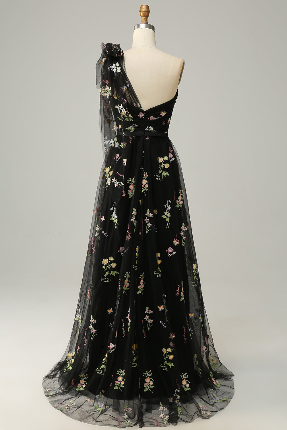 A-Line Purple Long Prom Dress With Embroidery