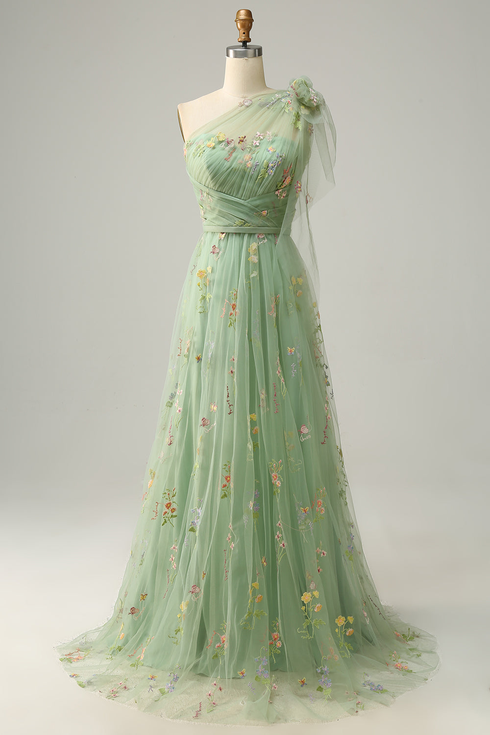 A-Line Purple Long Prom Dress With Embroidery