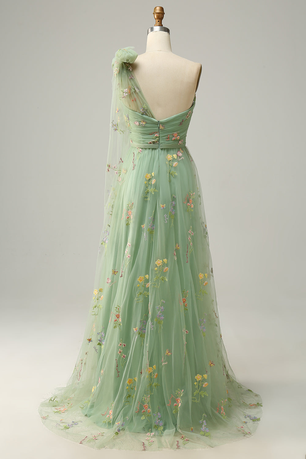A-Line Purple Long Prom Dress With Embroidery