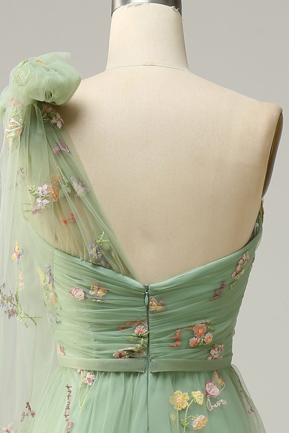 A-Line Green Long Prom Dress With Embroidery