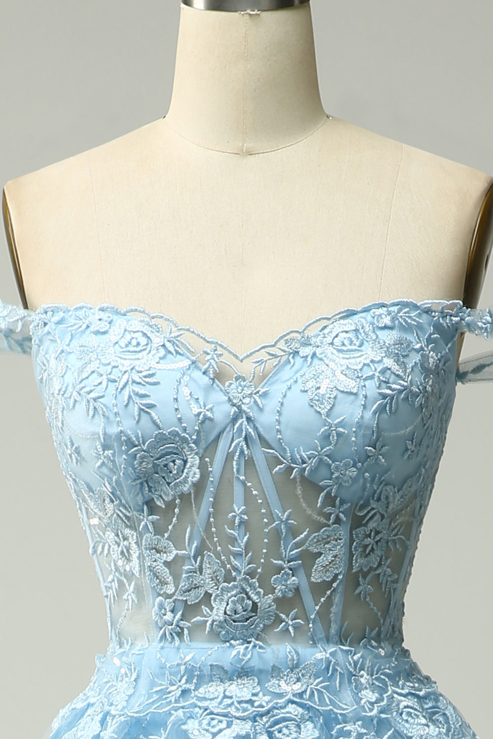 Dark Blue Off The Shoulder Tiered Prom Dress