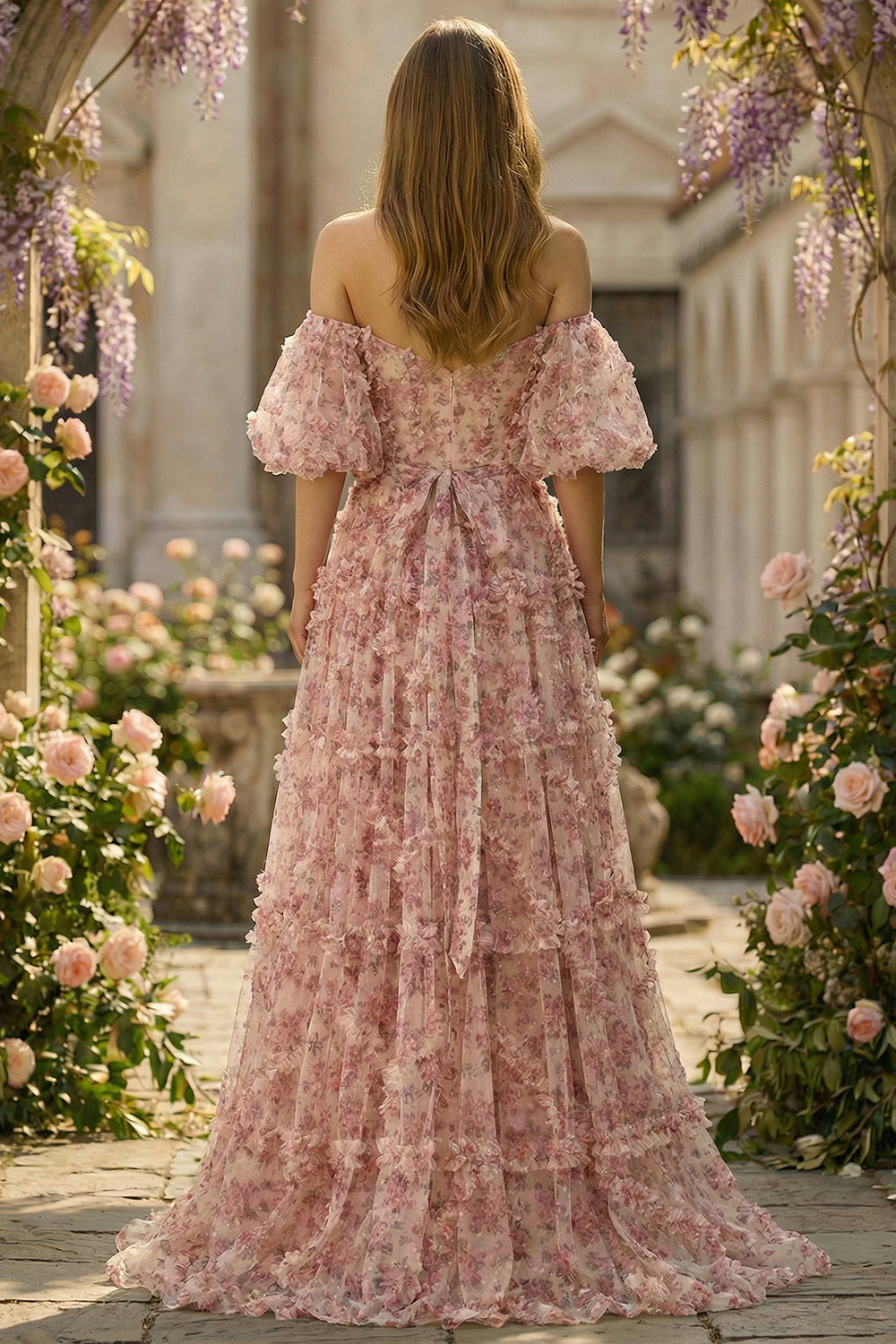 Plus Size Floral Ivory Red Off The Shoulder Long Prom Dress