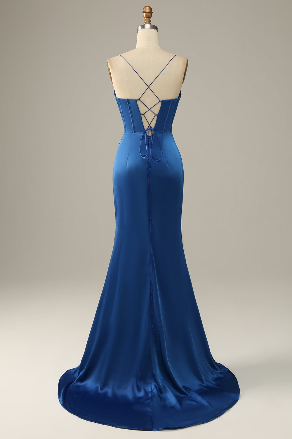 Mermaid Spaghetti Straps Dark Green Wedding Guest Dress with Slit