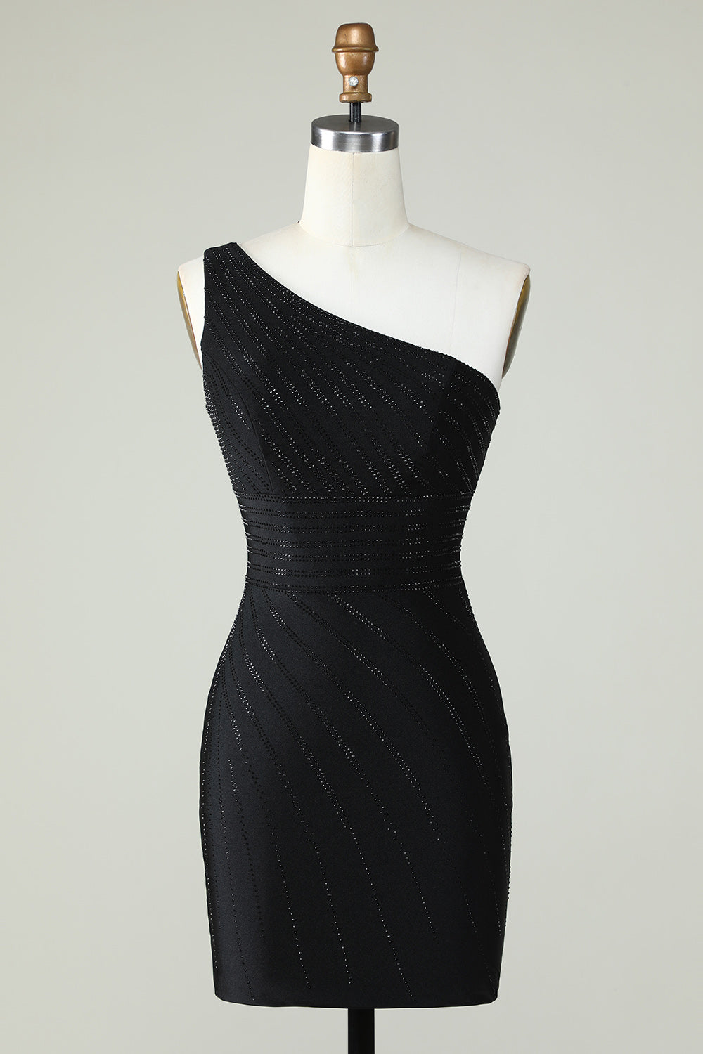 White One Shoulder Sheath Short Homecoming Dress with Beading