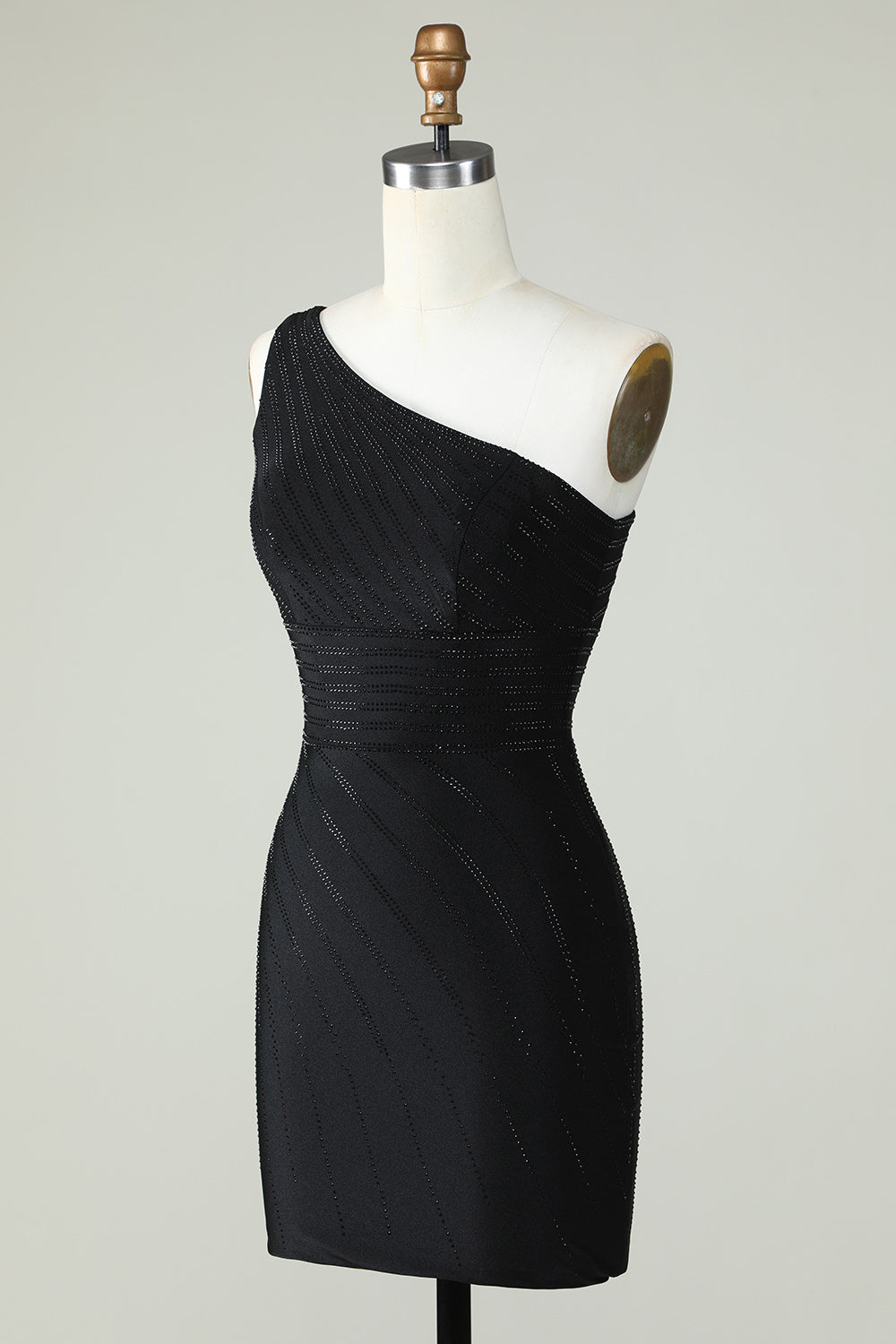 White One Shoulder Sheath Short Homecoming Dress with Beading