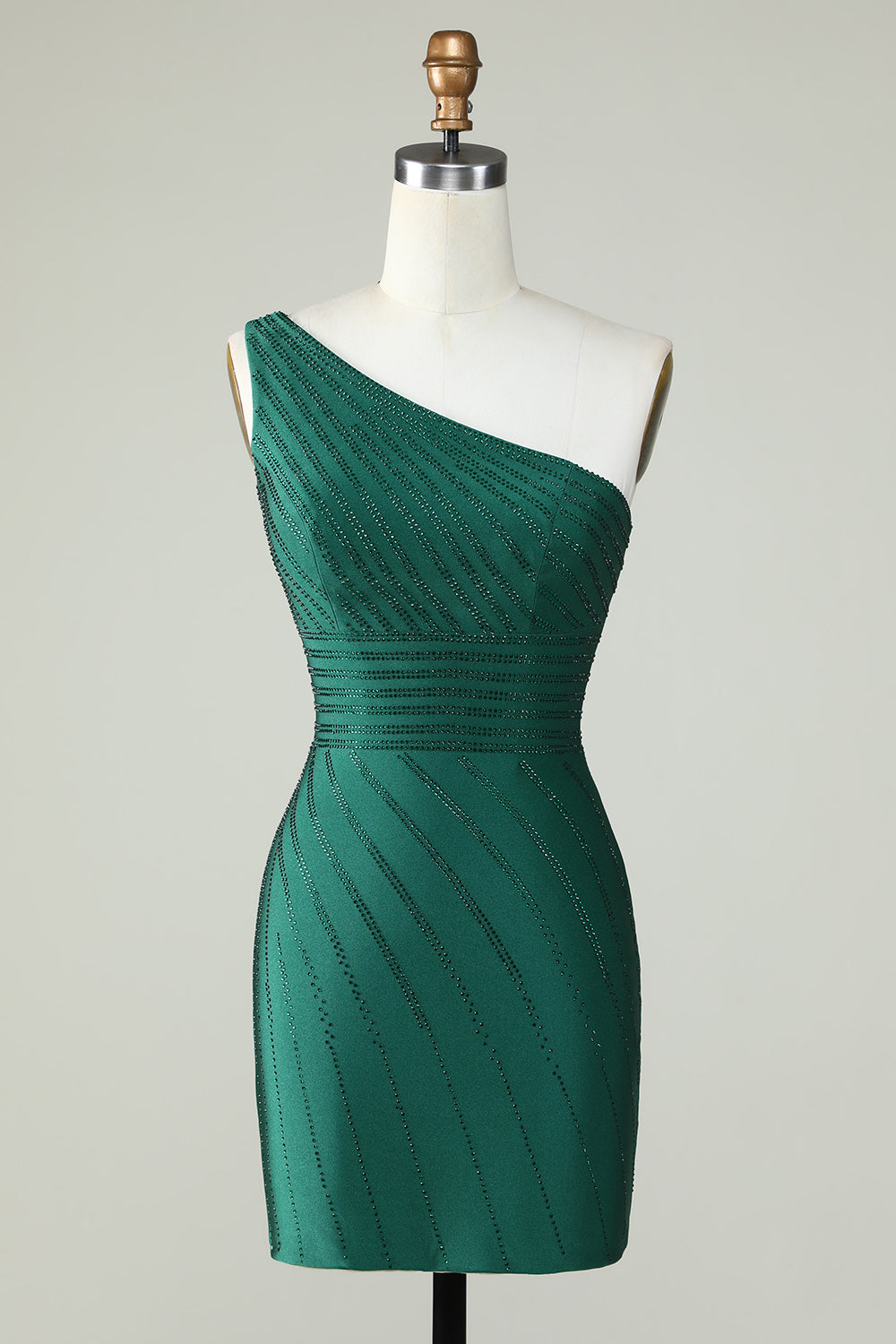 White One Shoulder Sheath Short Homecoming Dress with Beading