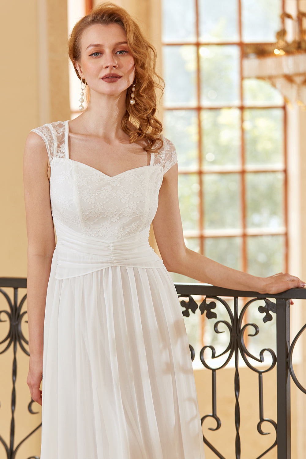A Line Sweetheart Sky Blue Long Lace Dress