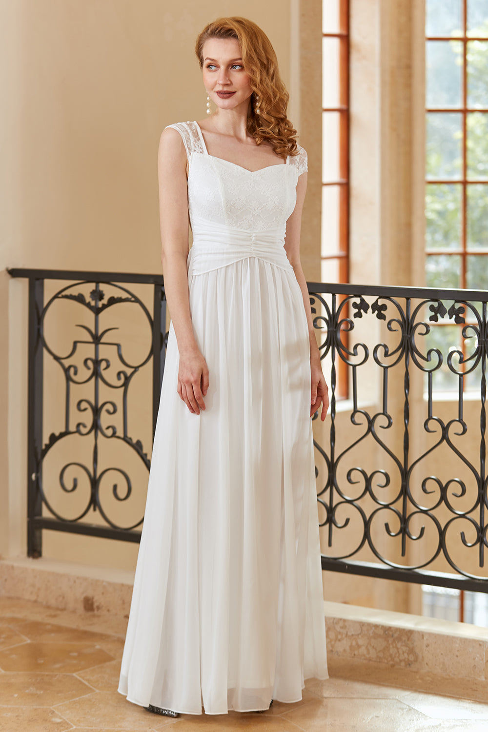 A Line Sweetheart Sky Blue Long Lace Dress