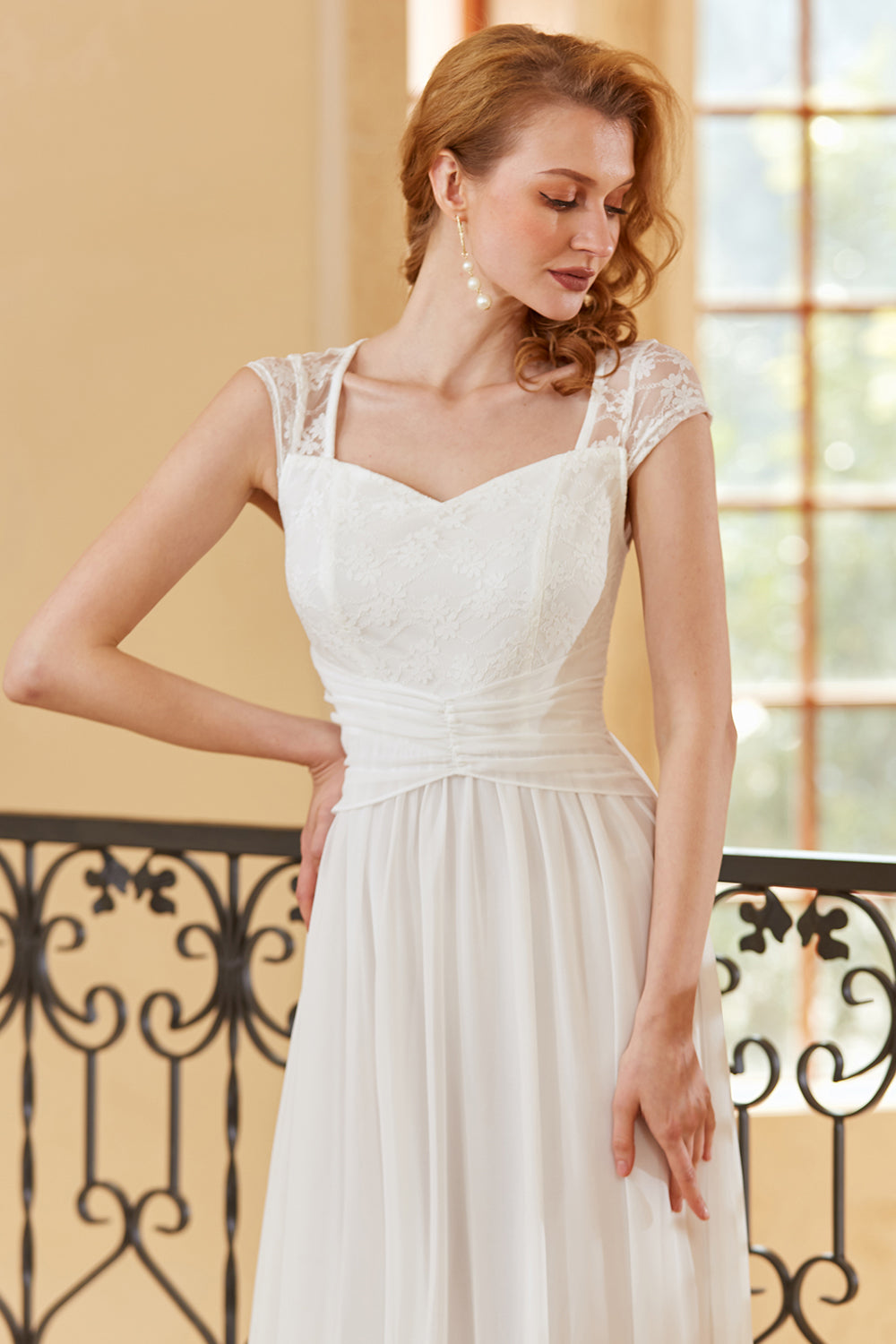 A Line Sweetheart Sky Blue Long Lace Dress