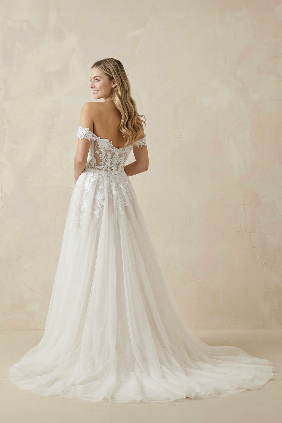 A Line Off the Shoulder Appliques Long Wedding Dresses Bridal Gown