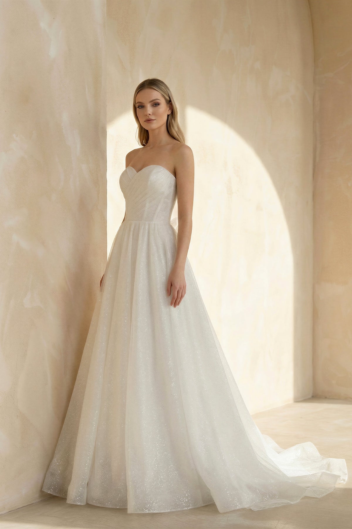 A Line Sweetheart Sparkly Bohemian Wedding Dress Bridal Gown