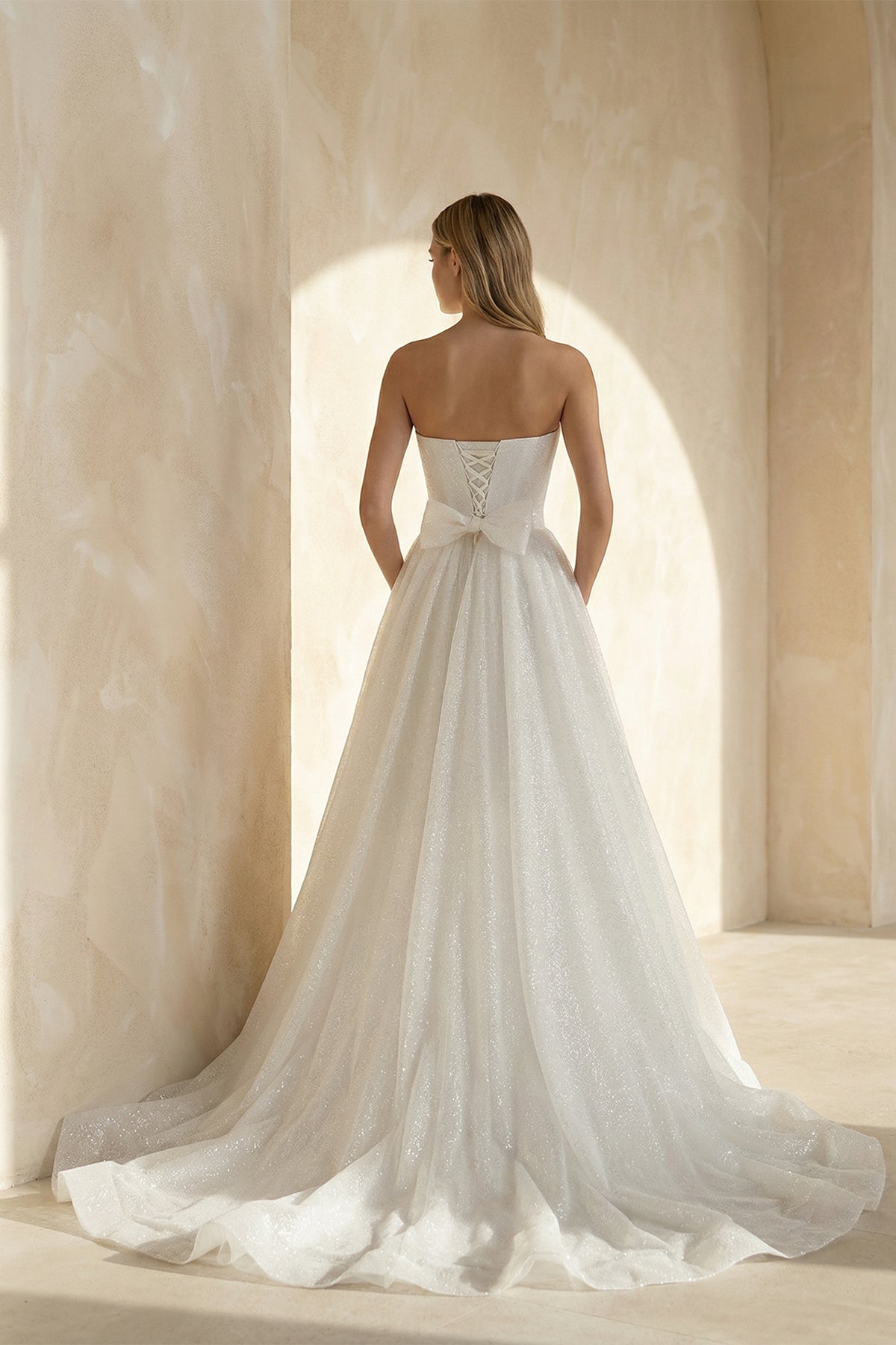 A Line Sweetheart Sparkly Bohemian Wedding Dress Bridal Gown