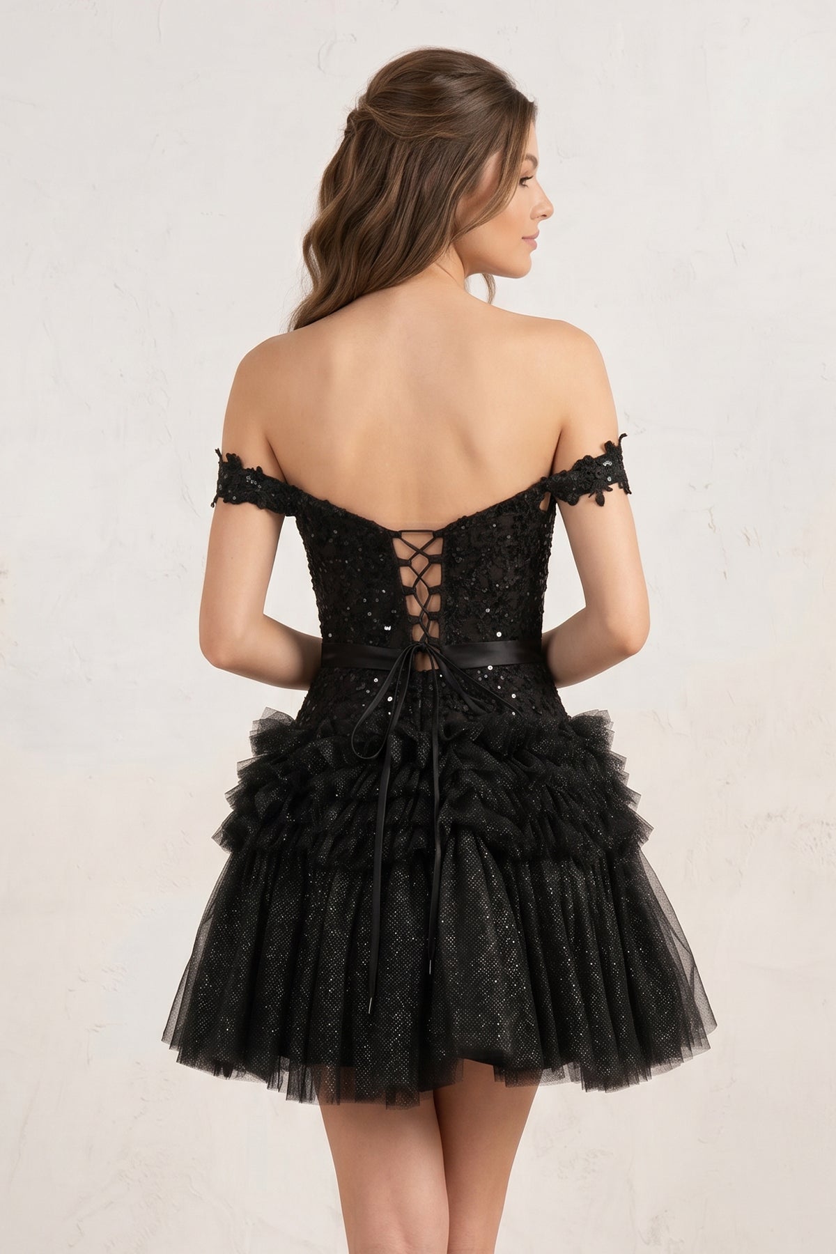 A Line Tulle Tiered Short Homecoming Dress