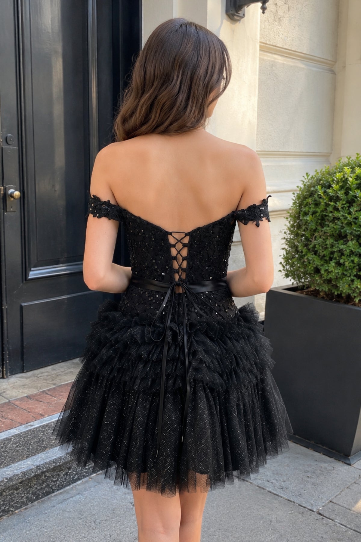 A Line Tulle Tiered Short Homecoming Dress