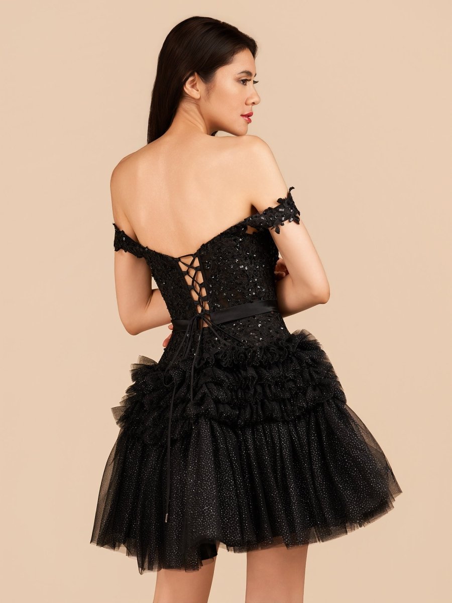 A Line Tulle Tiered Short Homecoming Dress