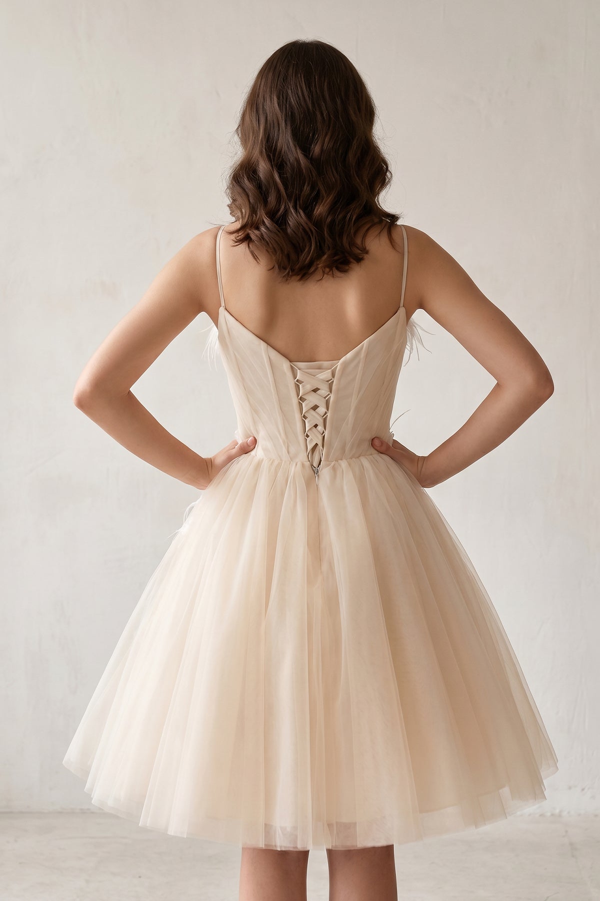 A Line Sweetheart Spaghetti Straps Tulle Short Homecoming Dresses