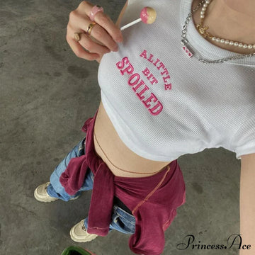 A Little Bit Spoiled Graceful White Graphic Crop Top