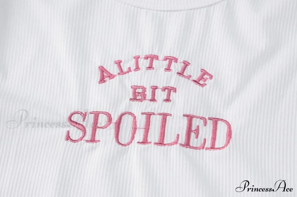 A Little Bit Spoiled Graceful White Graphic Crop Top