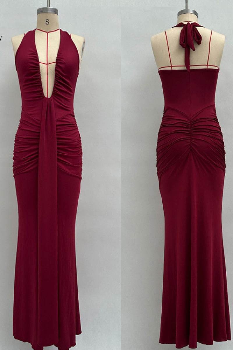 Mermaid	Maxi Knitted Semi Formal Wedding Guest Dresses 917018224683