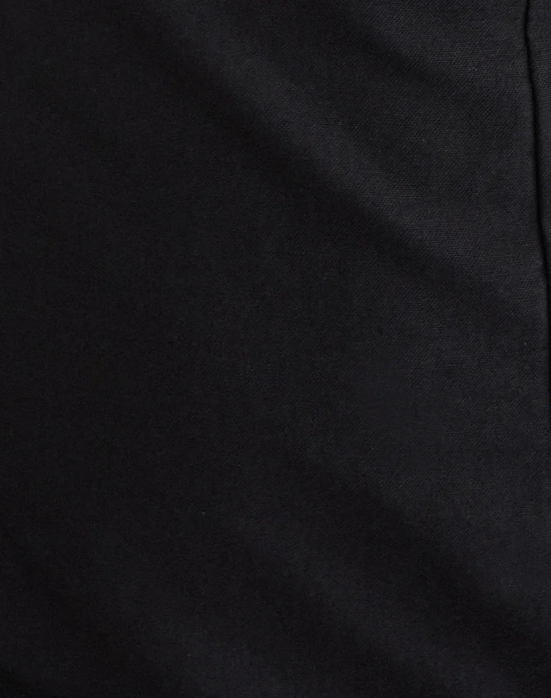 Ambra Scoop Mini Dress in Linen Black