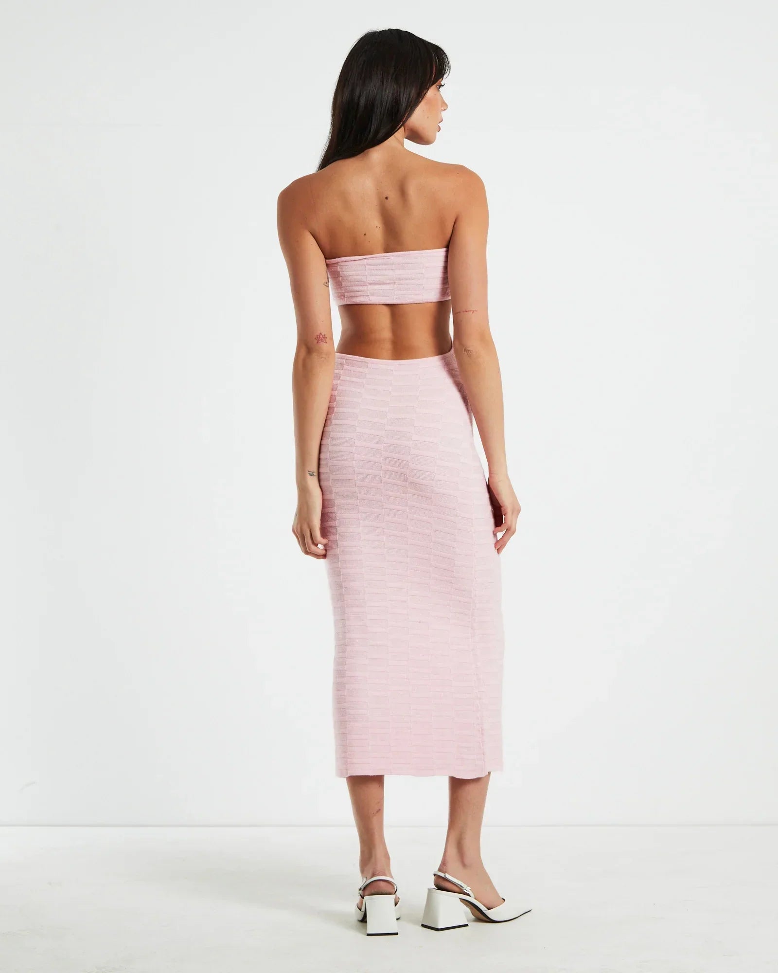 Alana Keyhole Knit Midi Dress in Pink