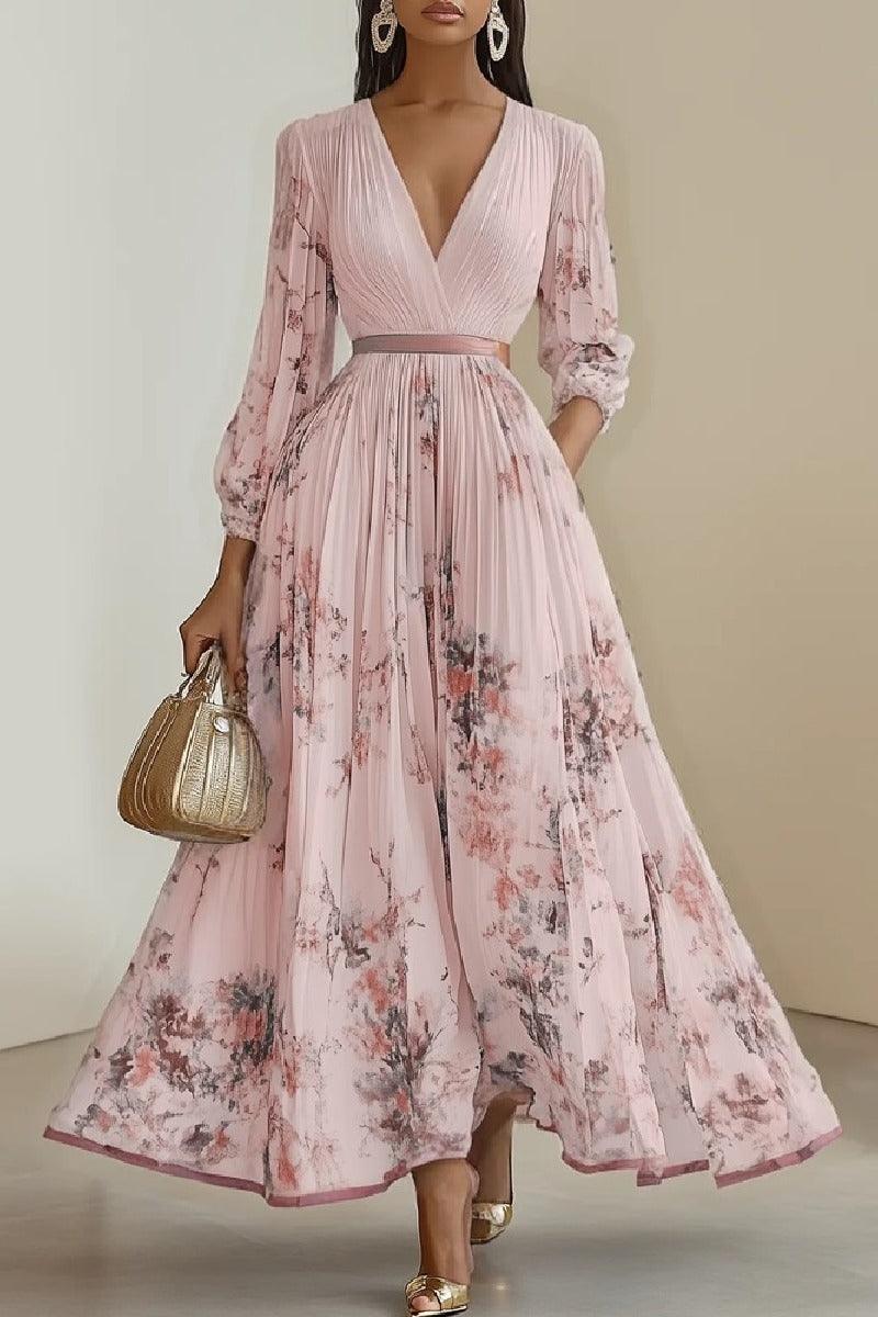 A-Line Tea Length Chiffon Wedding Guest Dress 891554880016