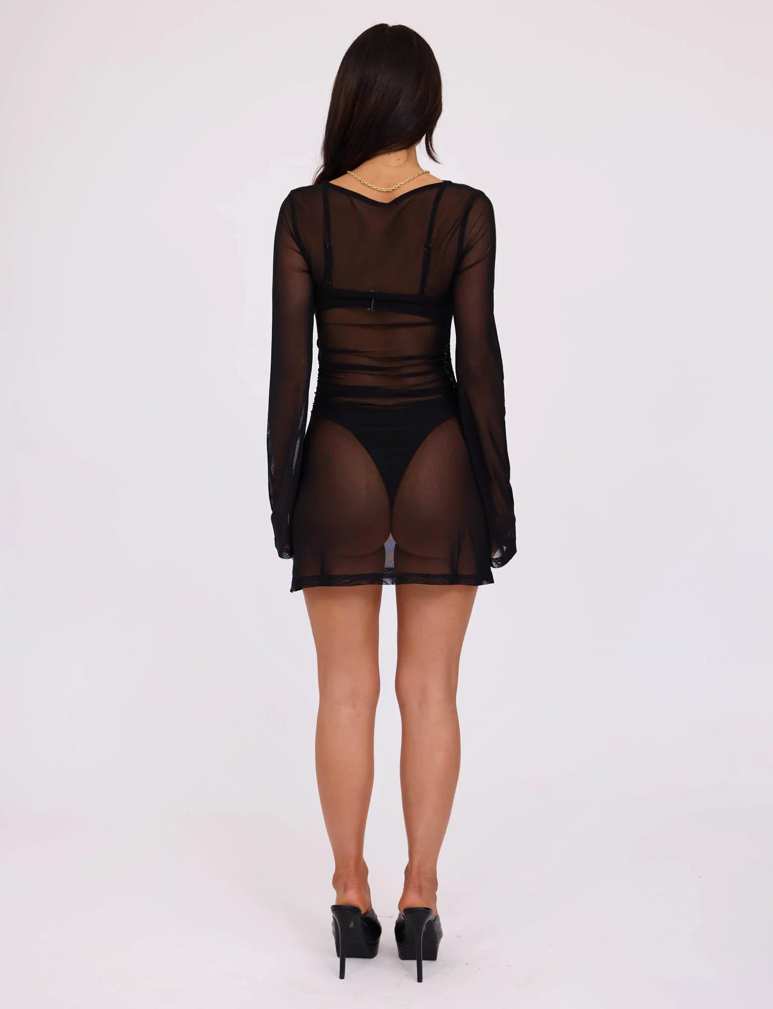 ALAYNA THREE PIECE MINI DRESS - BLACK