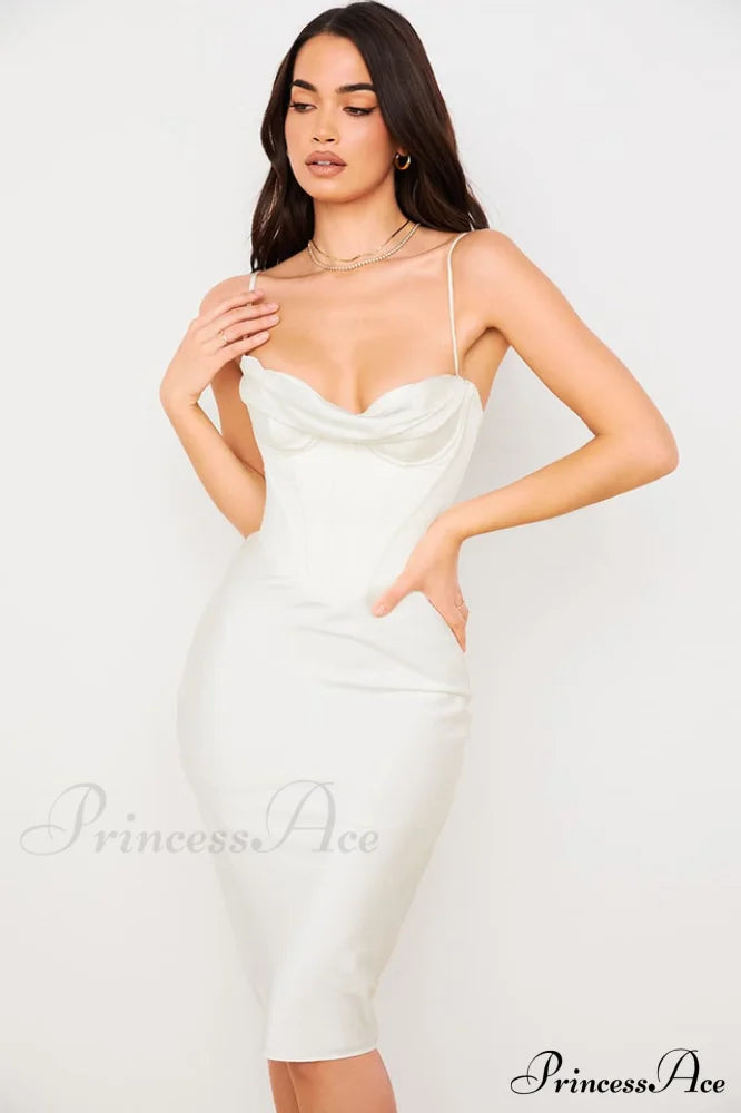Absolute Elegance Satin Charming Corset Midi Dress