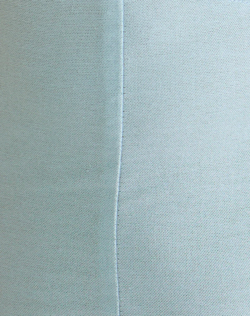 Ambra Scoop Mini Dress in Linen Steel Blue