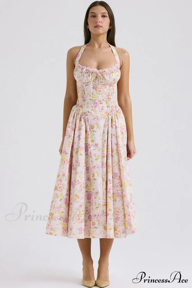 Adabella Cotton Stylish Halter Midi Sundress