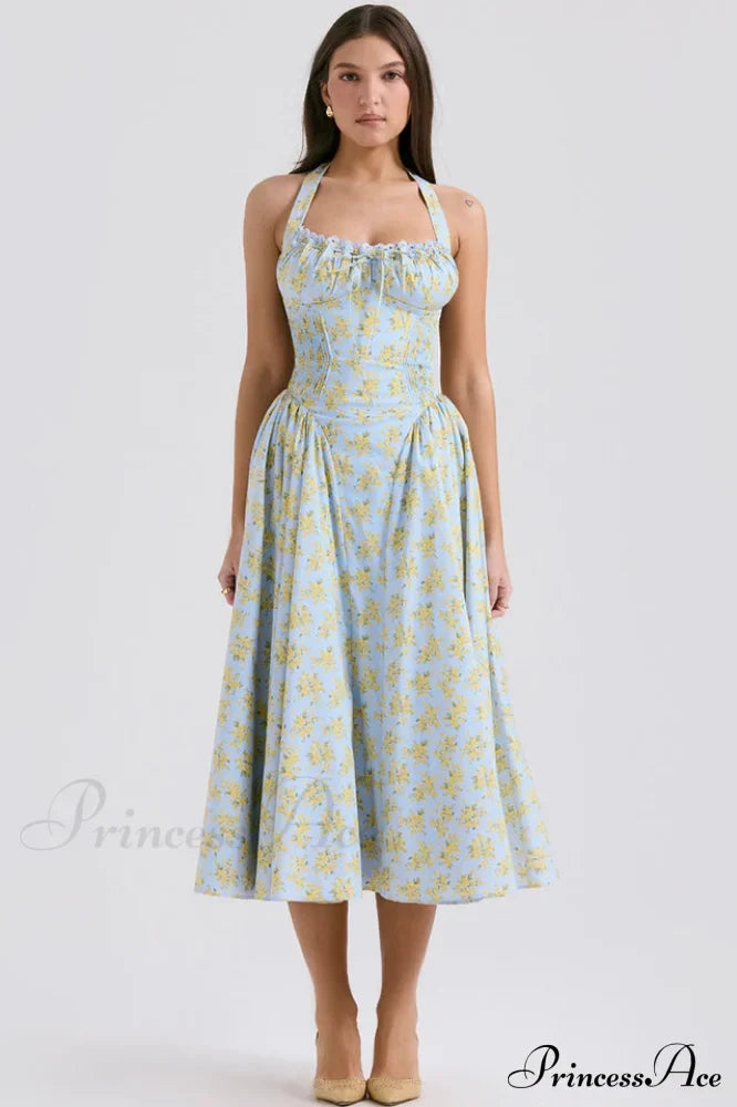 Adabella Cotton Stylish Halter Midi Sundress