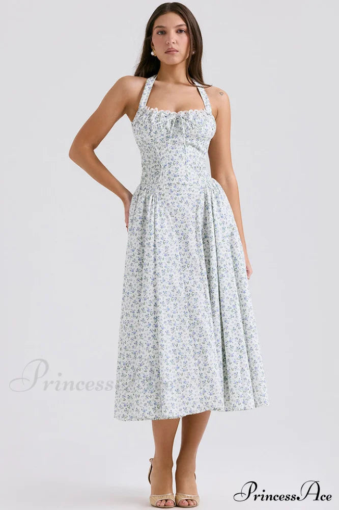 Adabella Cotton Stylish Halter Midi Sundress