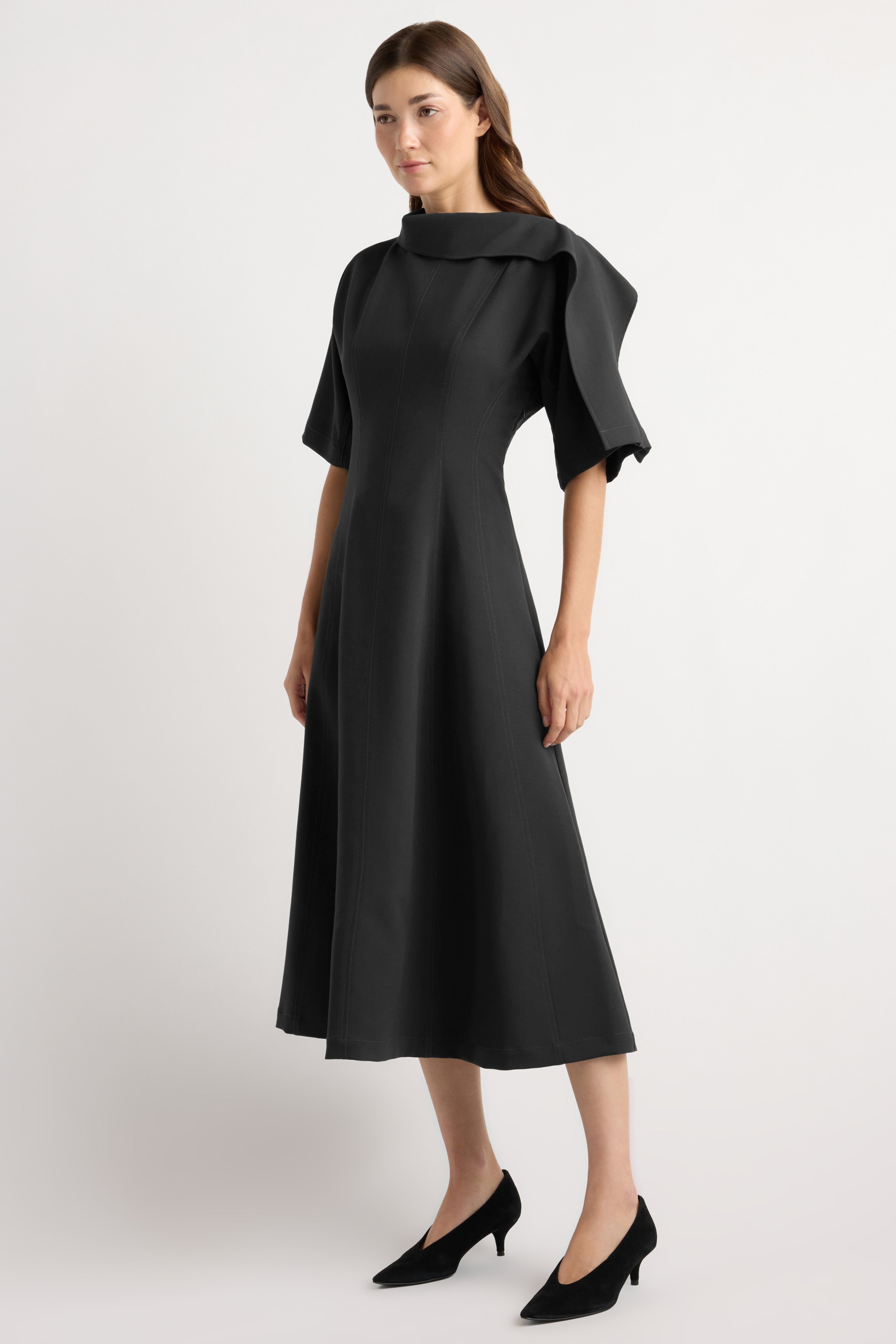 Addison Foldover Scarf-Neck Dress