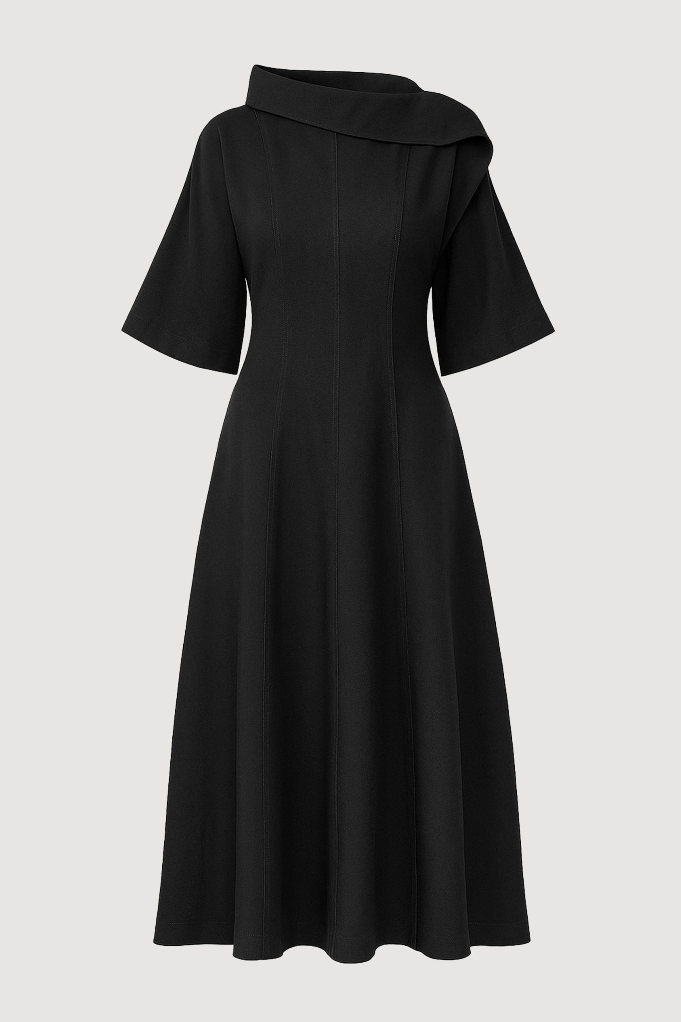 Addison Foldover Scarf-Neck Dress