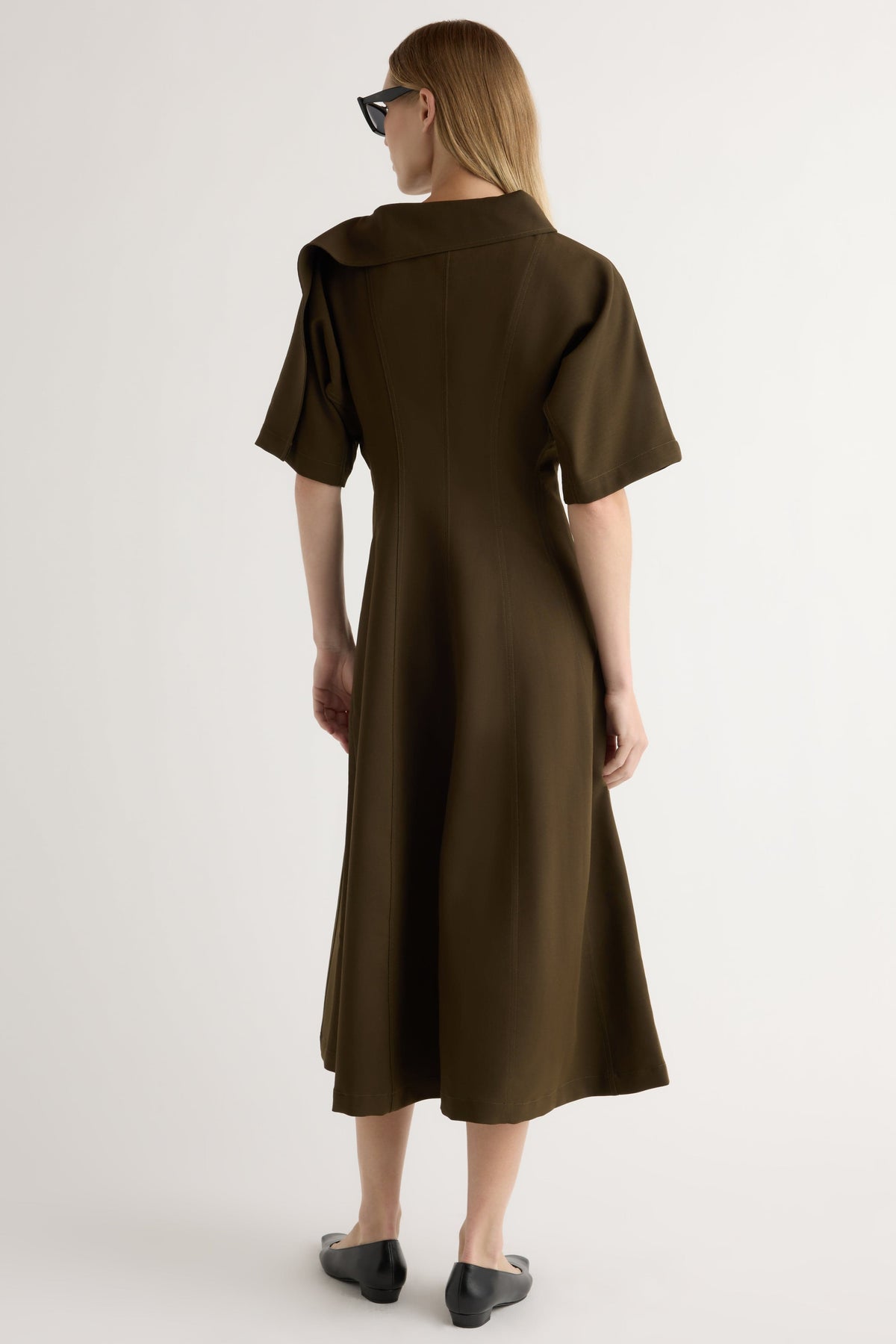 Addison Foldover Scarf-Neck Dress