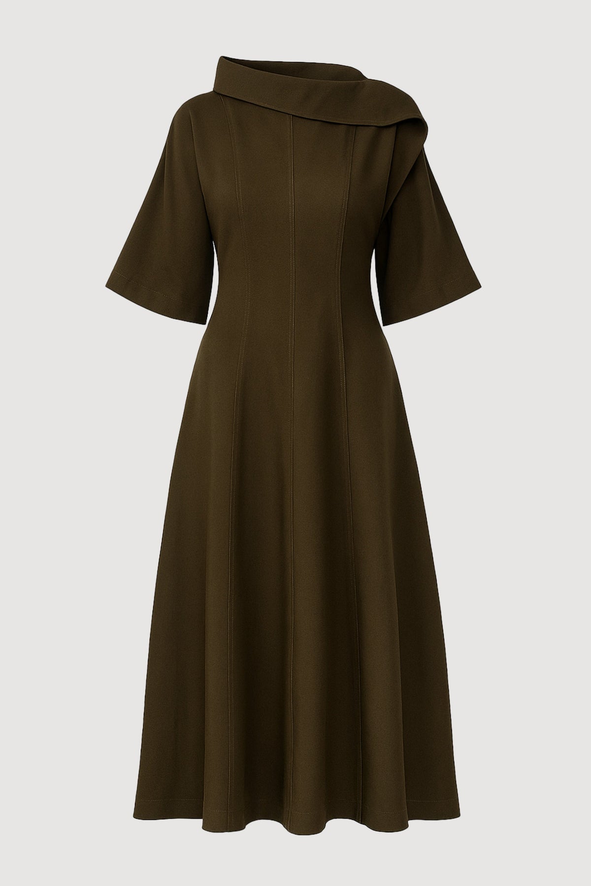 Addison Foldover Scarf-Neck Dress