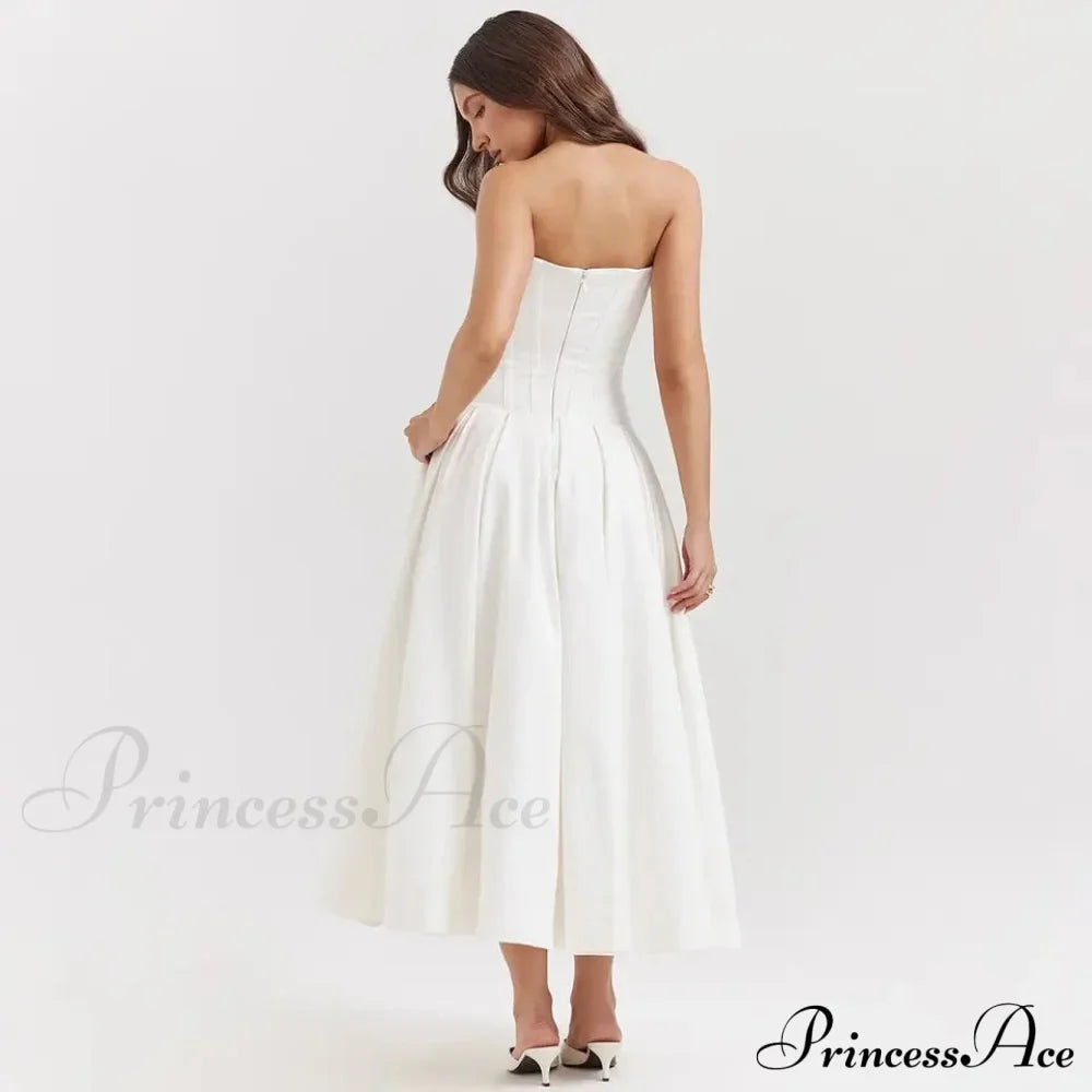 Adriana Midi A-Line Charming Strapless Corset Dress