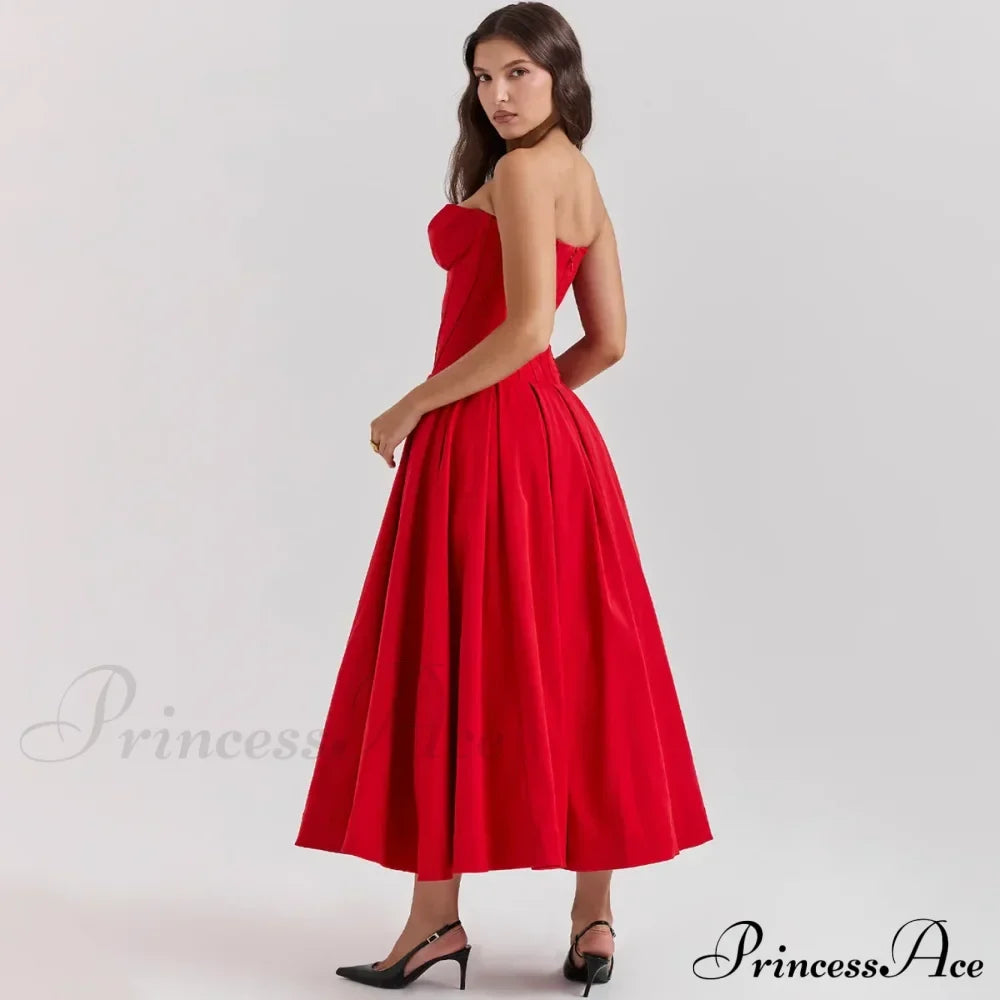 Adriana Midi A-Line Charming Strapless Corset Dress