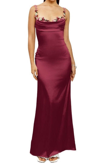 Sheath-Column Maxi Elastic Silk like Satin Formal Evening Dress 890740689555