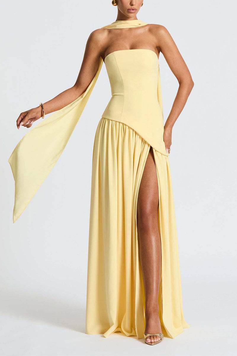A-Line Maxi Knitted Fabric Dress 970800986791