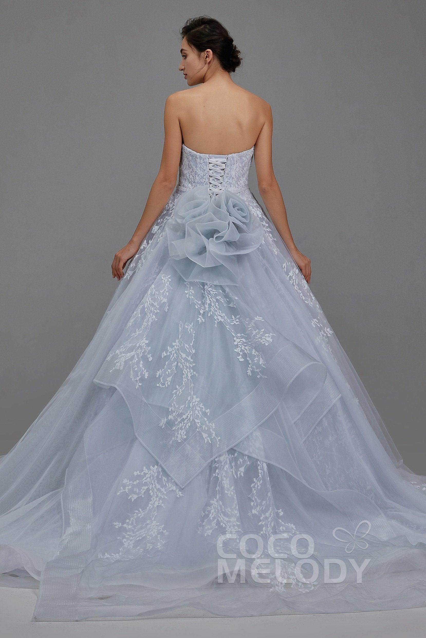 A-Line Chapel Train Tulle Wedding Dress LD5054