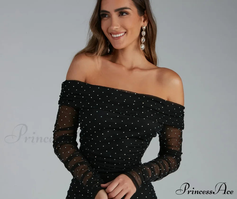 Aliya Formal Stylish Heatstone Ruched Bodycon