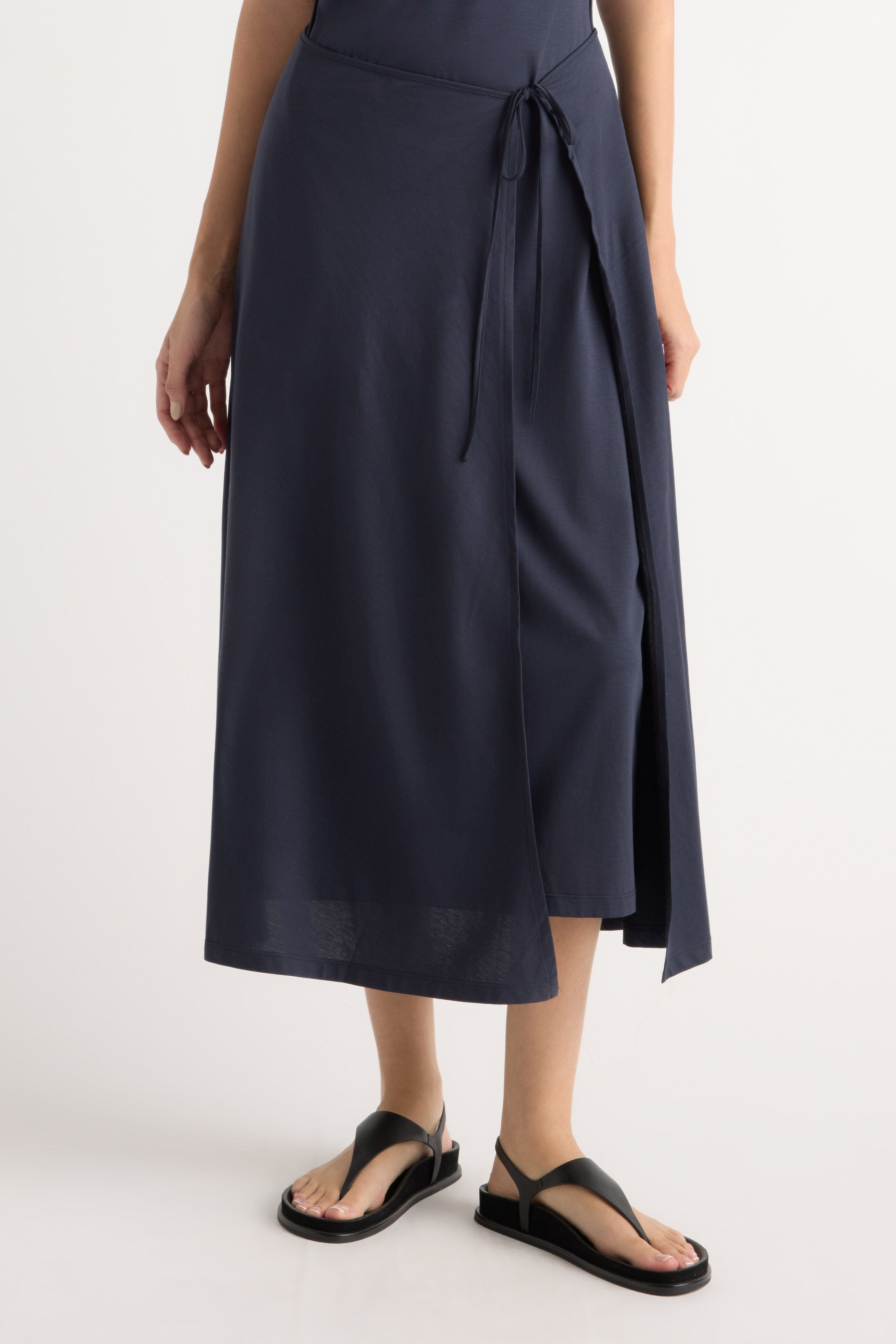 Amelia Asymmetric-Neck Wrap Dress
