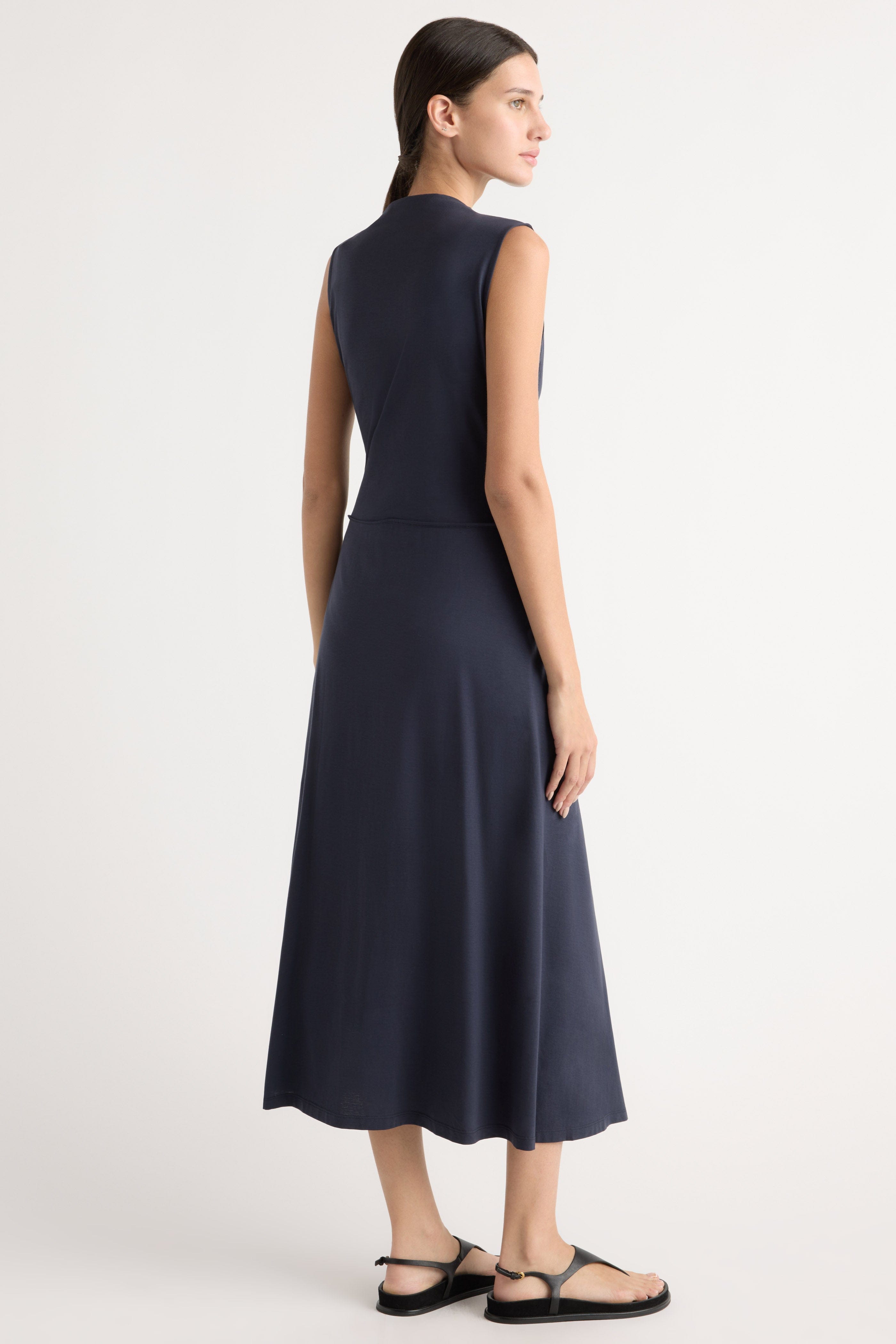 Amelia Asymmetric-Neck Wrap Dress