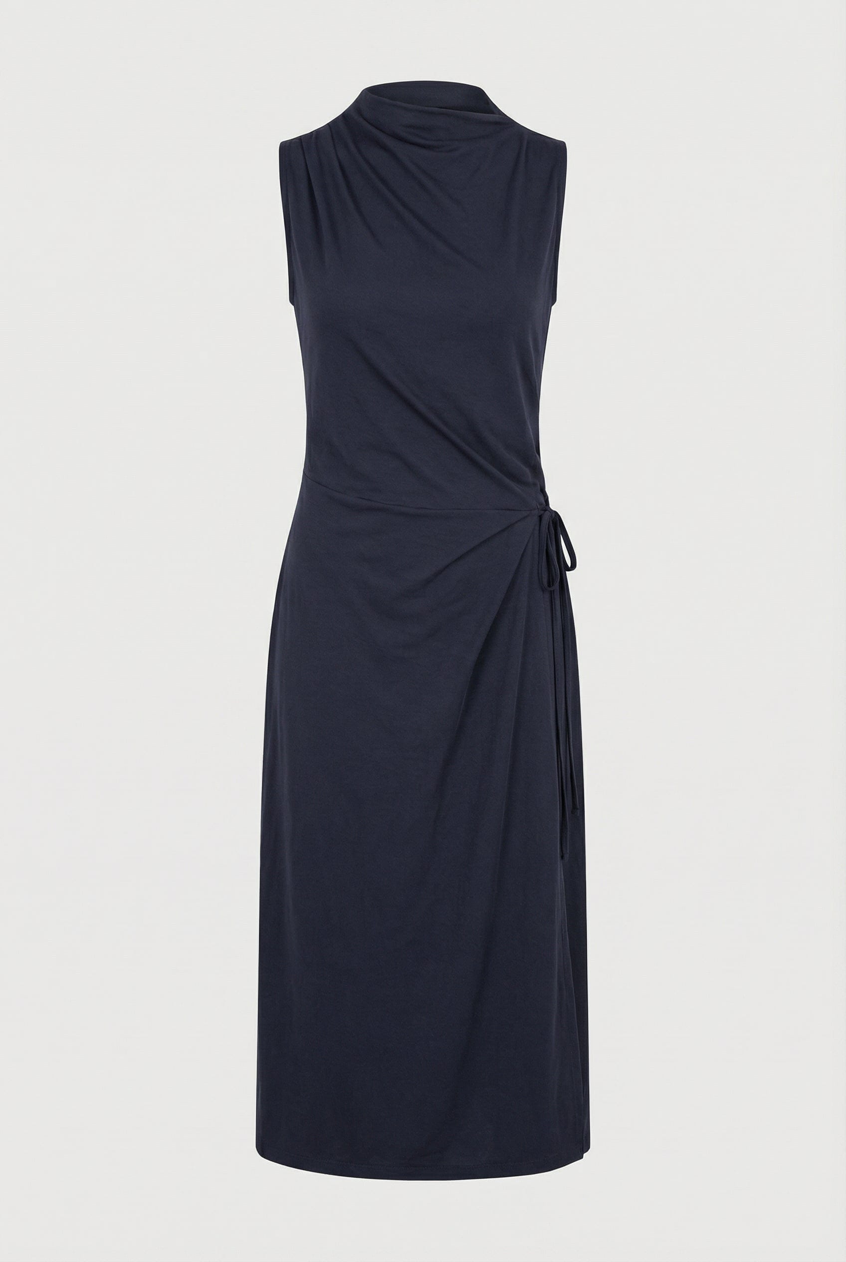 Amelia Asymmetric-Neck Wrap Dress