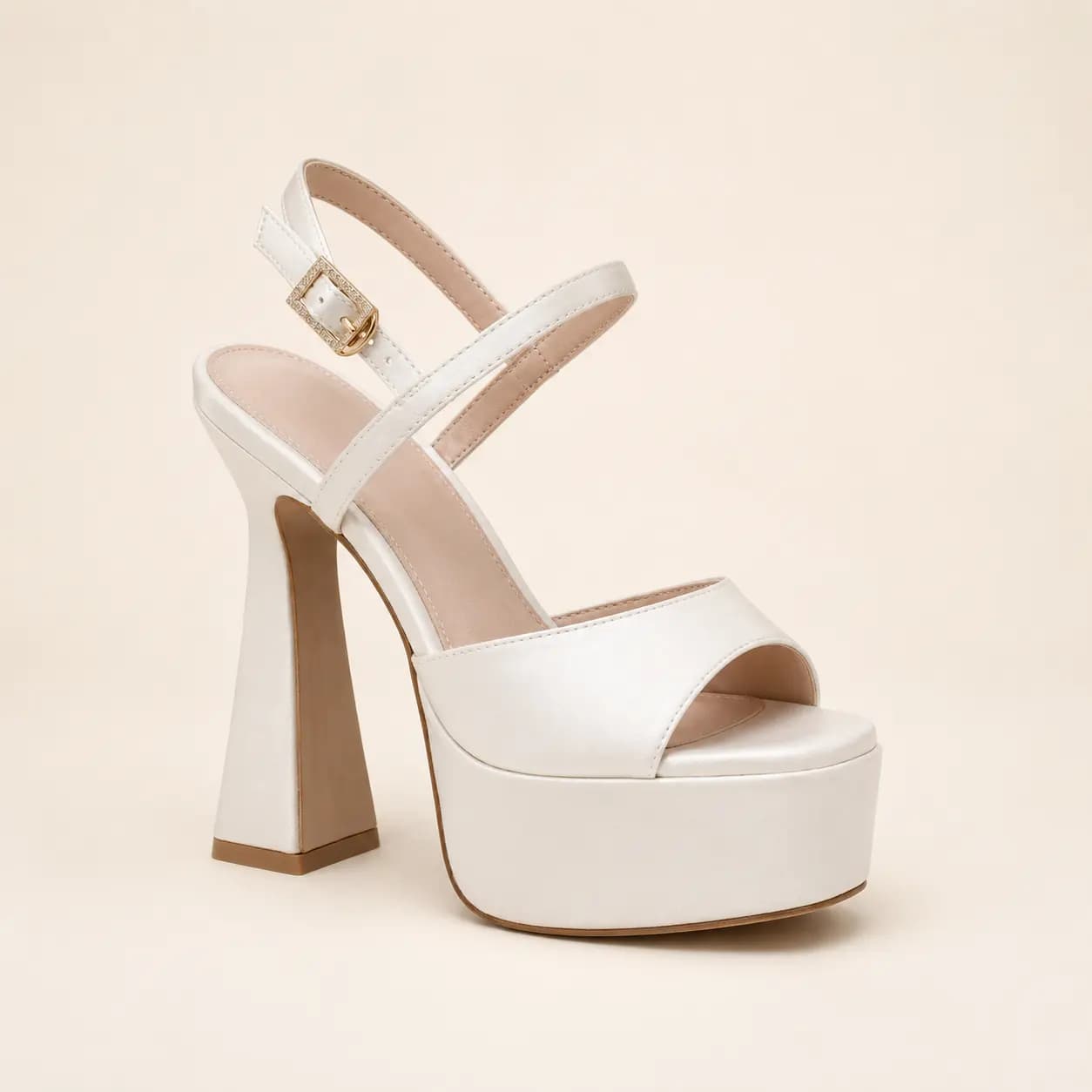 Open Toe Platform Heels with Ankle Strap Block Heel Shoes 1056700577753
