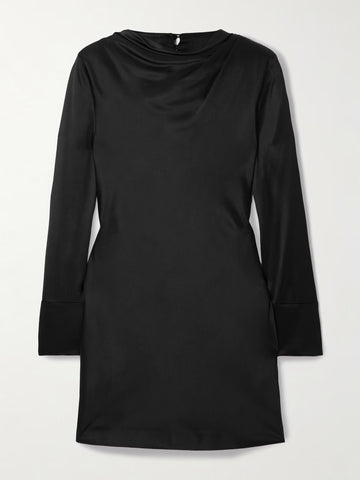 Amal draped silk-blend satin mini dress