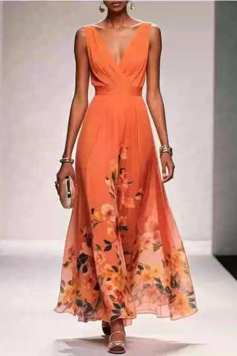 A-Line Tea Length Chiffon Wedding Guest Dress 922638194251