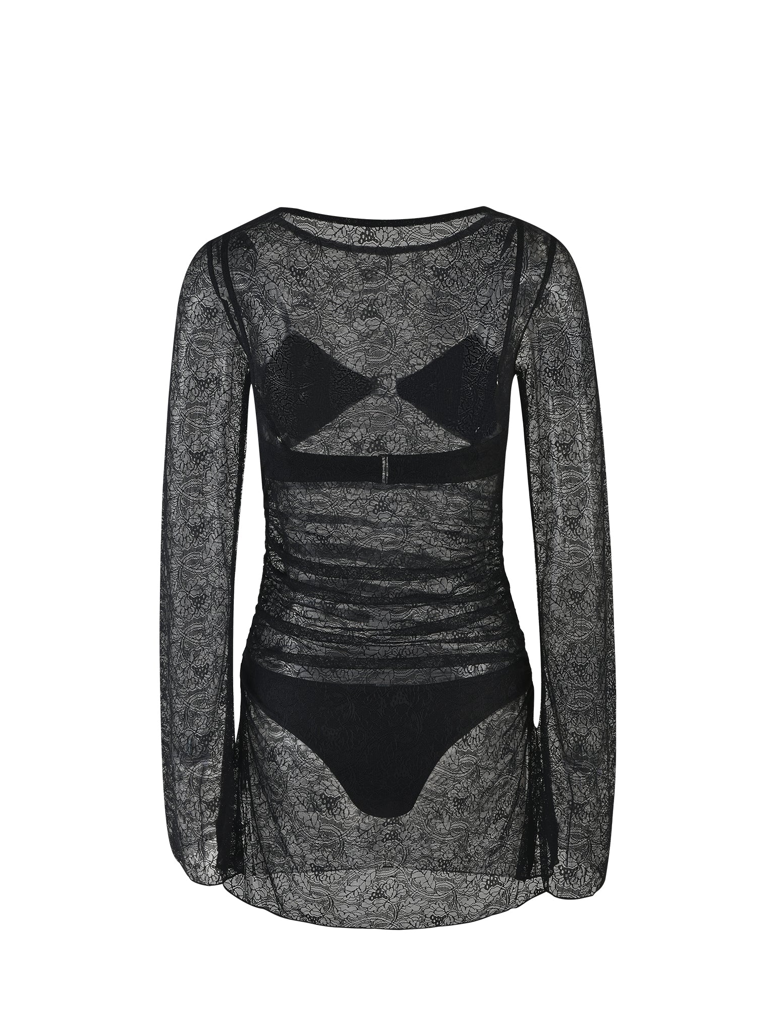 ALAYNA THREE PIECE MINI DRESS - BLACK : BLACK LACE