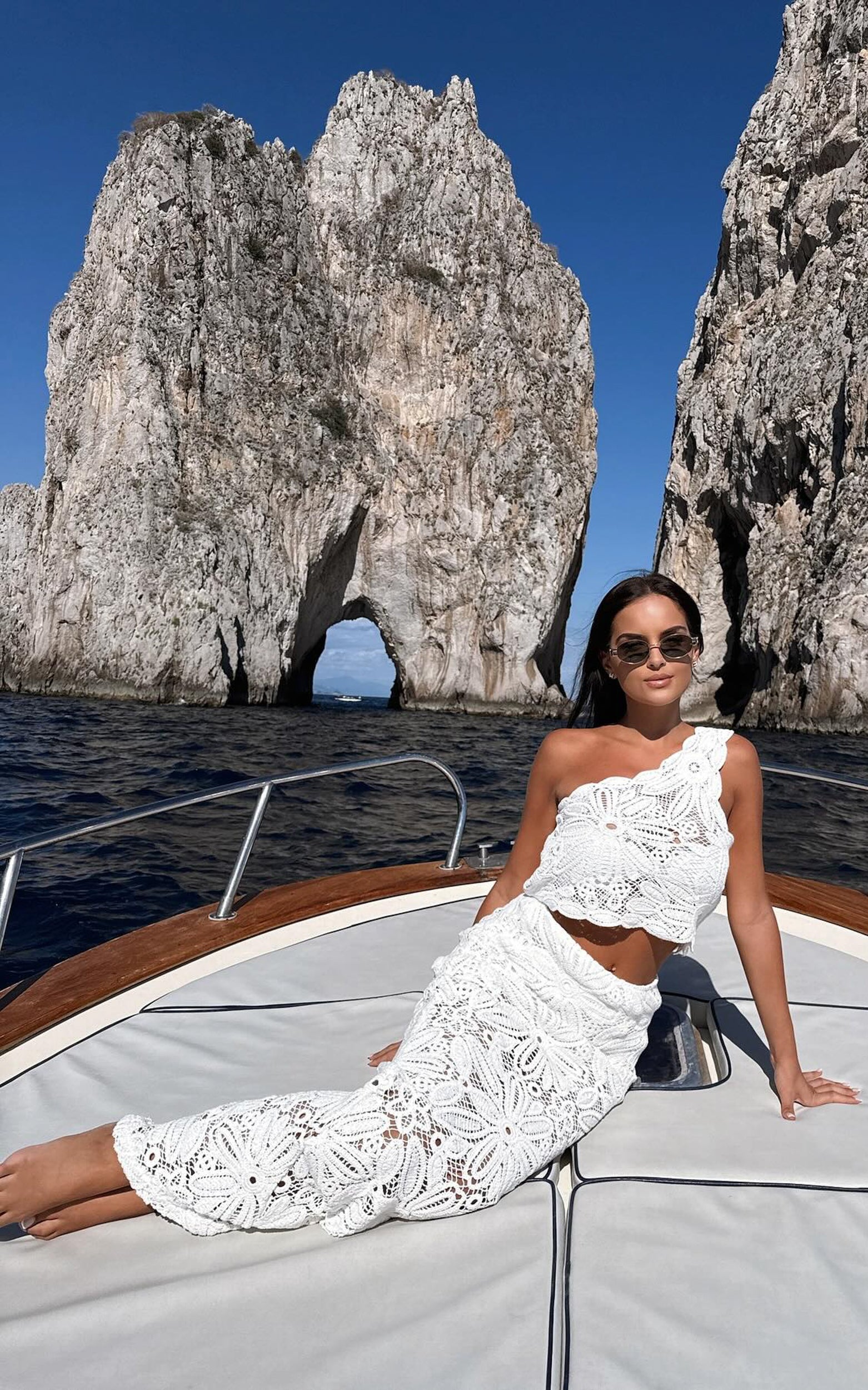 Charlene Top - Crochet One Shoulder Top in White